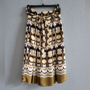 H&M Olive Pattern Midi Skirt With Pockets